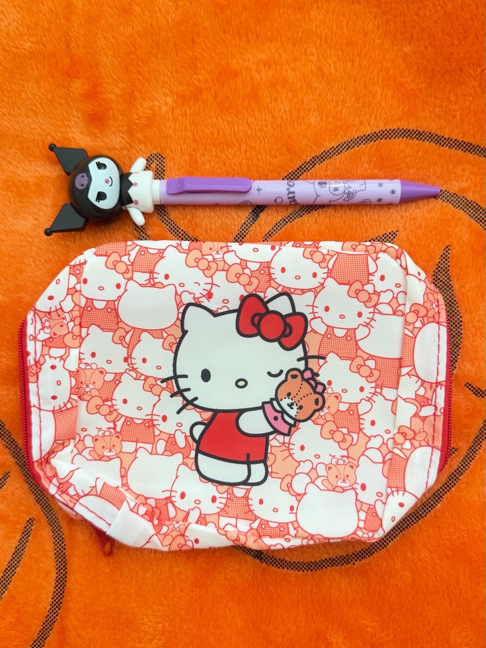Sanrio Hello Kitty Red & White Small Zip Pouch with Cute Print